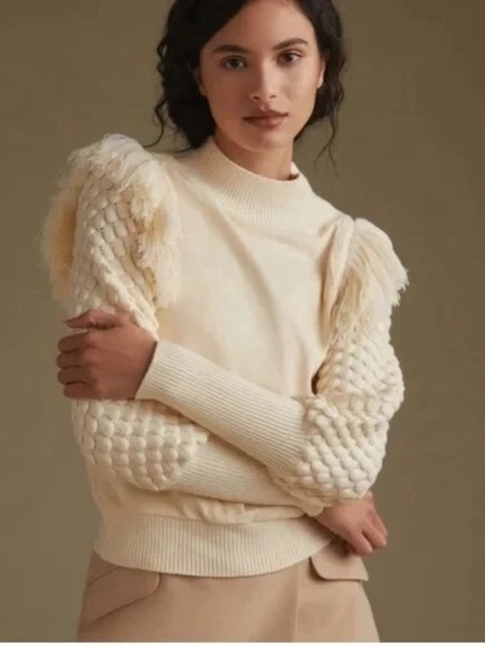 Anthropologie Dolan Fringed Sweater
